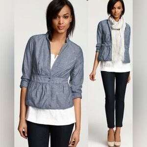 Eileen Fisher Chambray Jacket Cotton Sz M